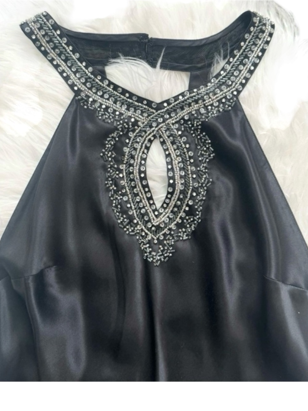 Y2K Victoria’s Secret Silk Beaded Sequins Black Vintage Maxi Gown Slip Dress L - Picture 4 of 6